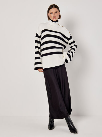 Button Detail Stripe Jumper