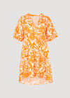 Floral Cotton Mini Dress, Orange, large