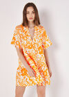 Floral Cotton Mini Dress, Orange, large