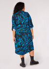 Curve Marble Swirl Midi Dress, Blue, large