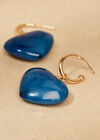 Gold Tone Heart Hoop Earrings, Blue, large