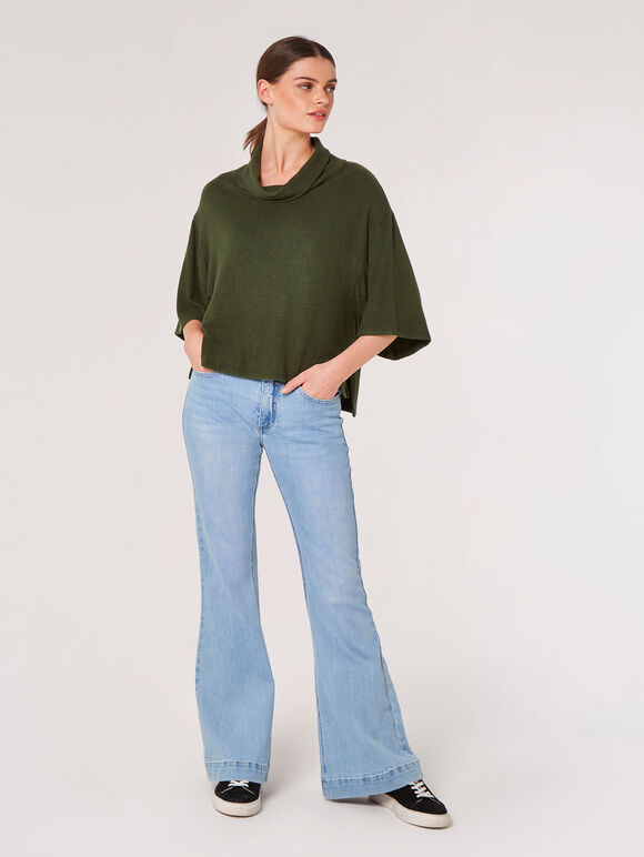 Soft Touch Cowl Neck Top, Green, large