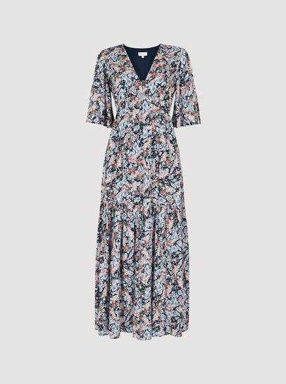 Watercolour Floral Shimmer Maxi Dress