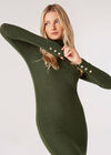 Roll Neck Knit Midi Dress, Green, large