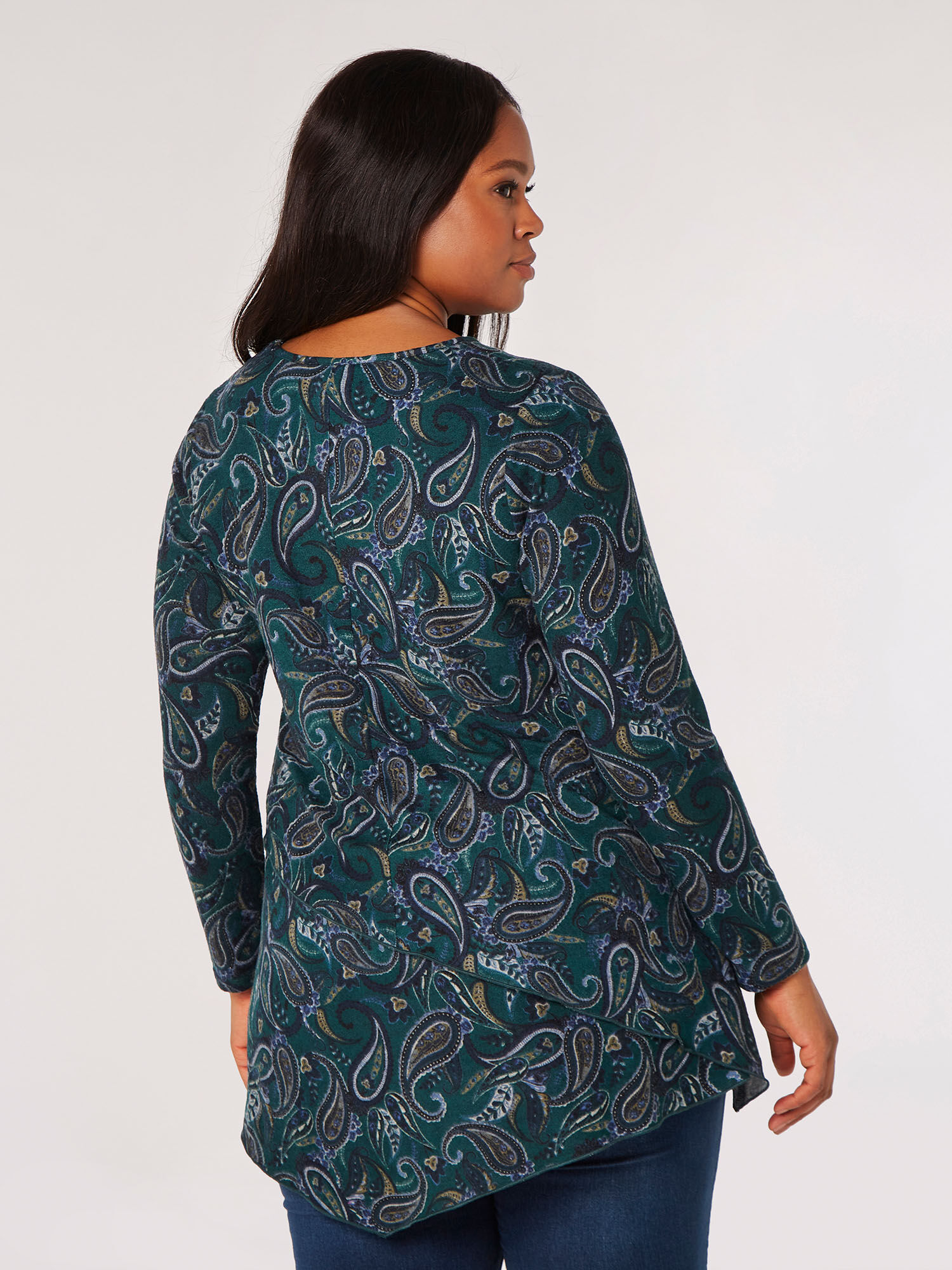 Curve Paisley Soft Touch Asymmetrical Top | Apricot Clothing