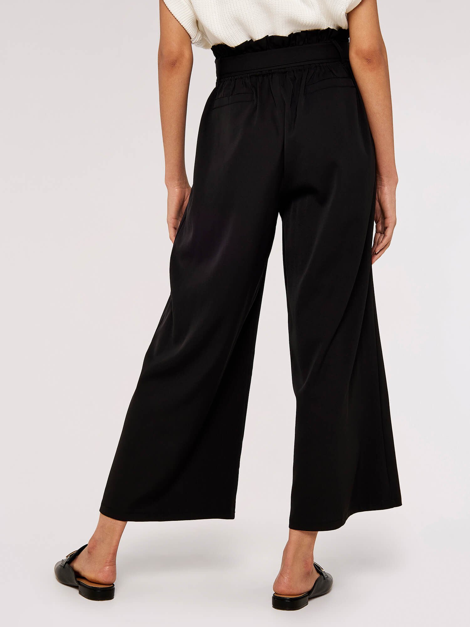 Jess Millichamp Black Tie Waist Wide Leg Trousers  In The Style