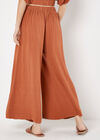 Linen Blend Palazzo Trousers, Rust, large