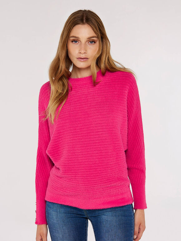 Fluffy Ribbed Jumper | Apricot Clothing