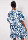 Floral Cotton Mini Dress, Blue, large