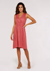 Linen Blend Wrap Mini Dress, Pink, large