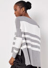 Stripe Knitted Jumper, Grey, large