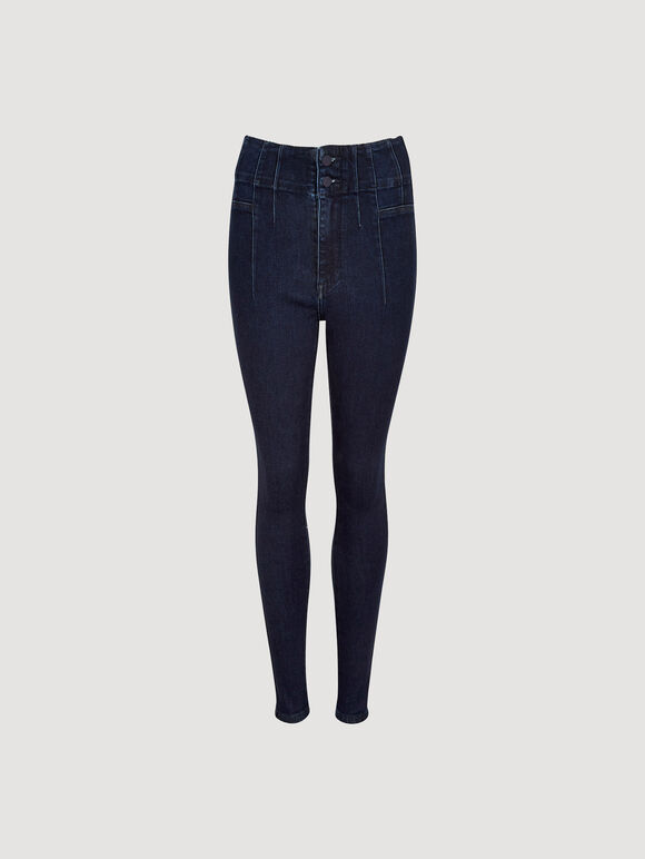 Rosie High-Waist Skinny Jeans, Navy, large