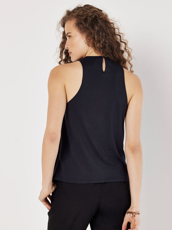 Twisted Knot Sleeveless Top, Black, large