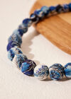 Blue Fabric Bead Necklace, Blue, large