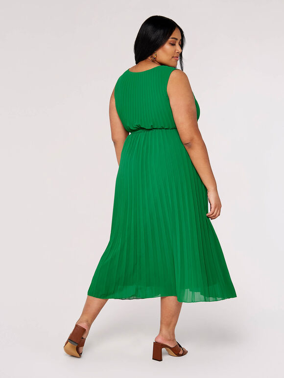 Curve Plisse Wrap Dress, Green, large