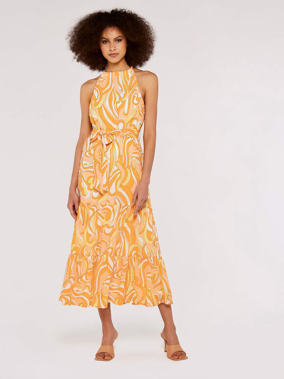 Swirl Halterneck Dress | Apricot Clothing