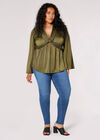 Curve Satin Twist Knot Top, Khaki, large