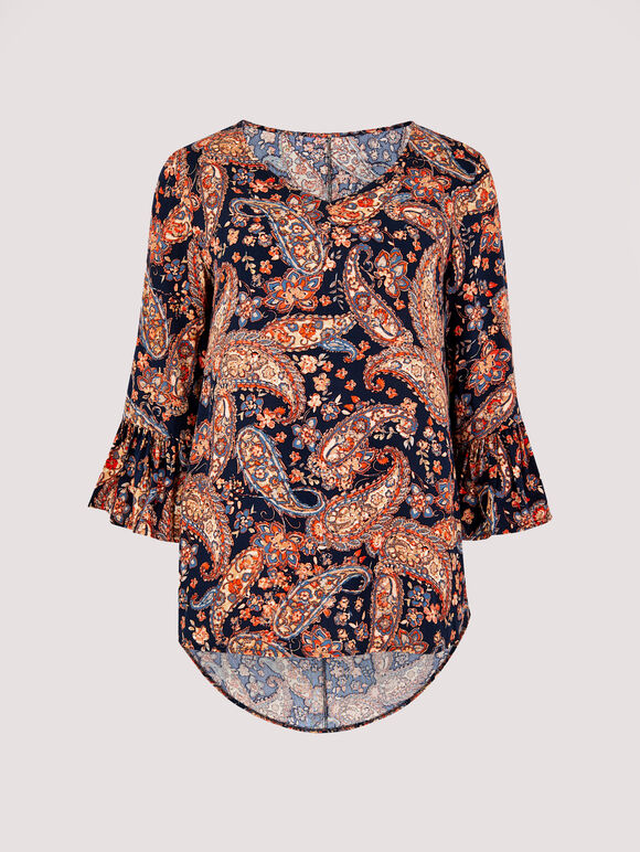 Painterly Paisley Top, Navy, large