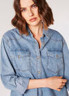 Oversized Cotton Denim Shirt, Blue, large