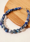 Blue Fabric Bead Necklace, Blue, large