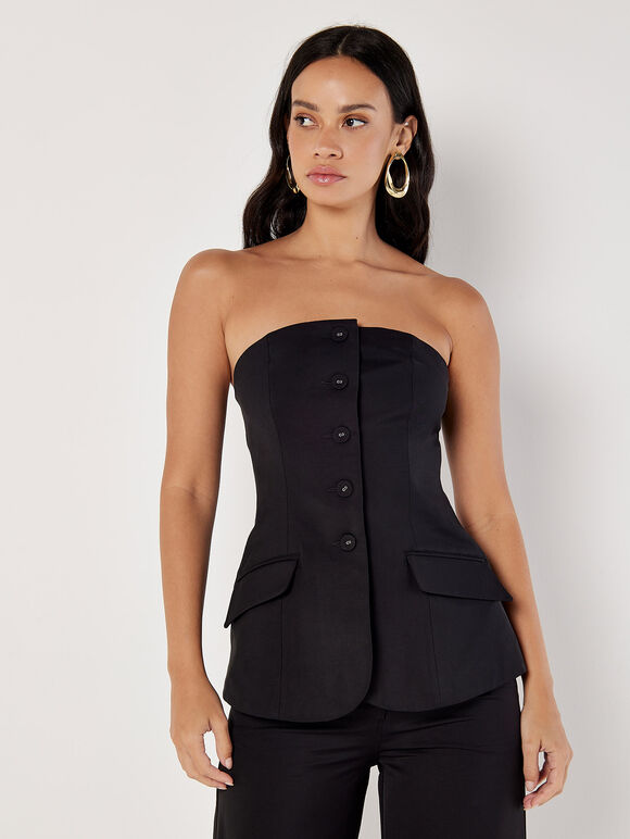 Tailored Bandeau Waistcoat, Black, large