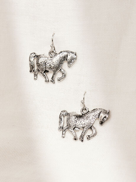 Silver Tone Horse Hook Earrings