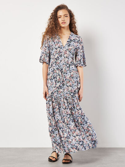 Watercolour Floral Shimmer Maxi Dress