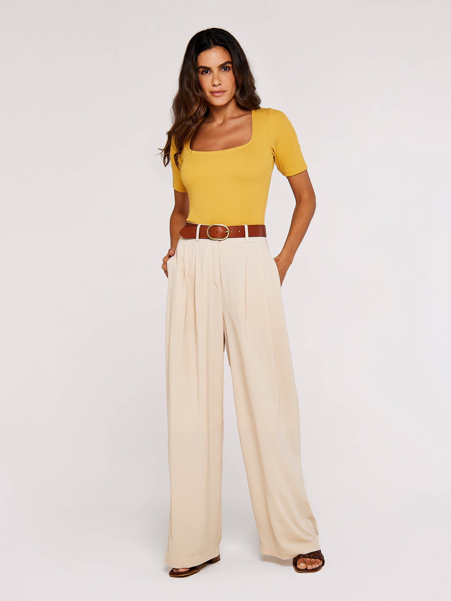 Womens High Waisted Wide Leg Trousers | House of Fraser