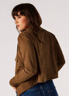 Cropped Suede Waterfall Jacket, Brown, large