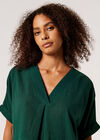 Relaxed-Fit V-Neck Blouse, Green, large
