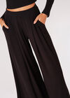 Ribbed Knit Palazzo Trousers, Black, large