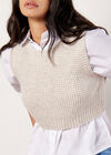 Cropped Waffle Knitted Vest Top, Stone, large