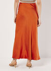 Satin Bias Midi Skirt, Orange, large