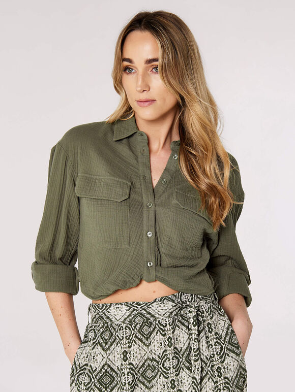 Twisted Short Shirt, Khaki, large