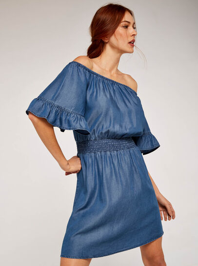 Chambray Bardot Dress