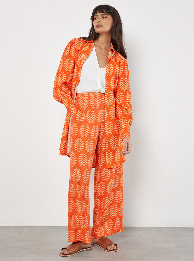 Geo Leaf Palazzo Trousers, Orange, large