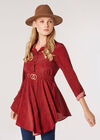 Swirl Spot Shirt Mini Dress, Burgundy, large