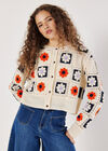 Patchwork Daisy Crochet Cardigan, Navy, large