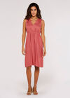 Linen Blend Wrap Mini Dress, Pink, large