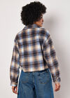 Brushed Check Cropped Jacket, Blue, large