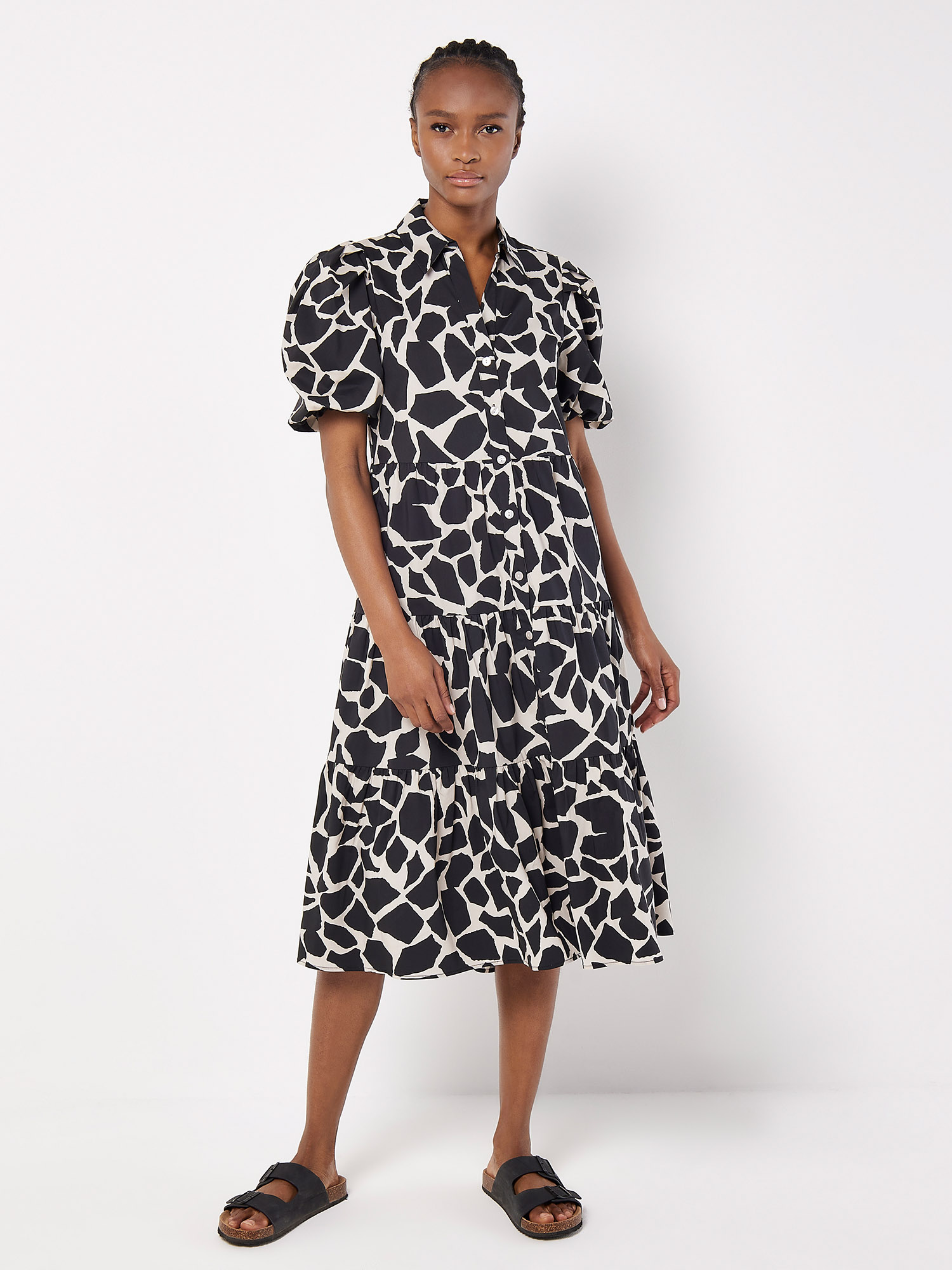 Pebble Print Tiered Midi Dress | Apricot Clothing