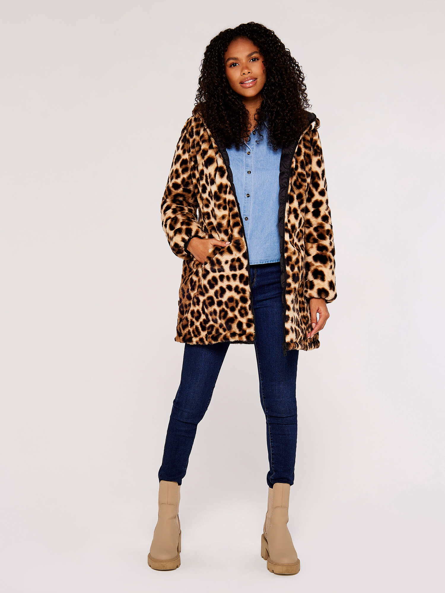 Leopard print clearance faux fur coat