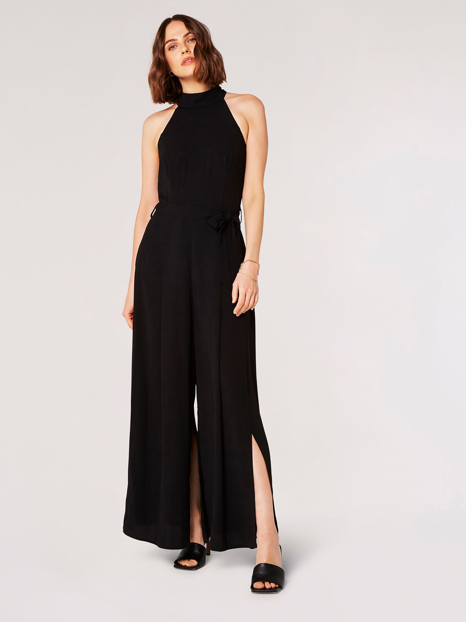 Halter Neck Split Leg Jumpsuit | Apricot Clothing