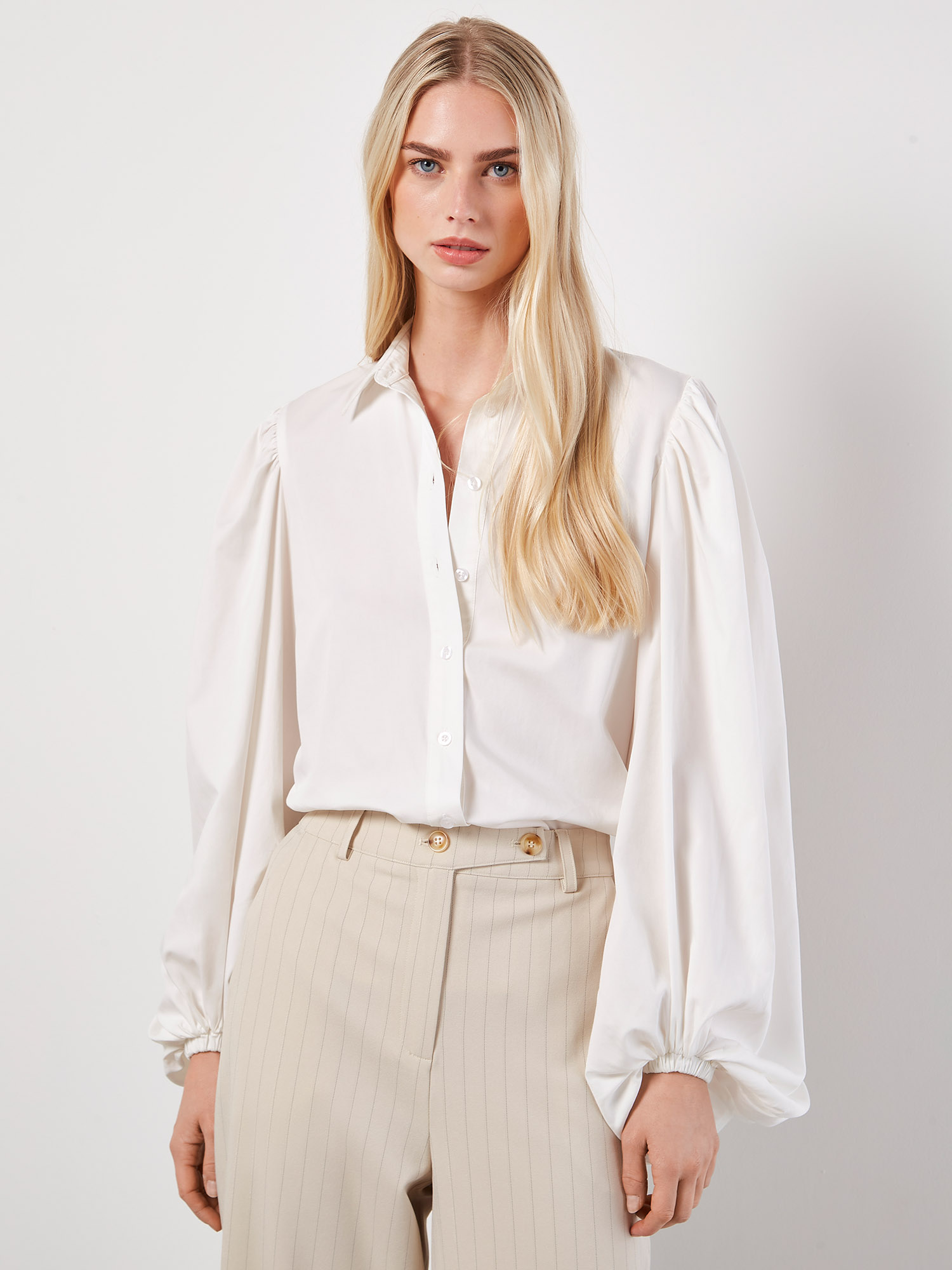 Statement Sleeve Cotton Modal Shirt | Apricot Clothing