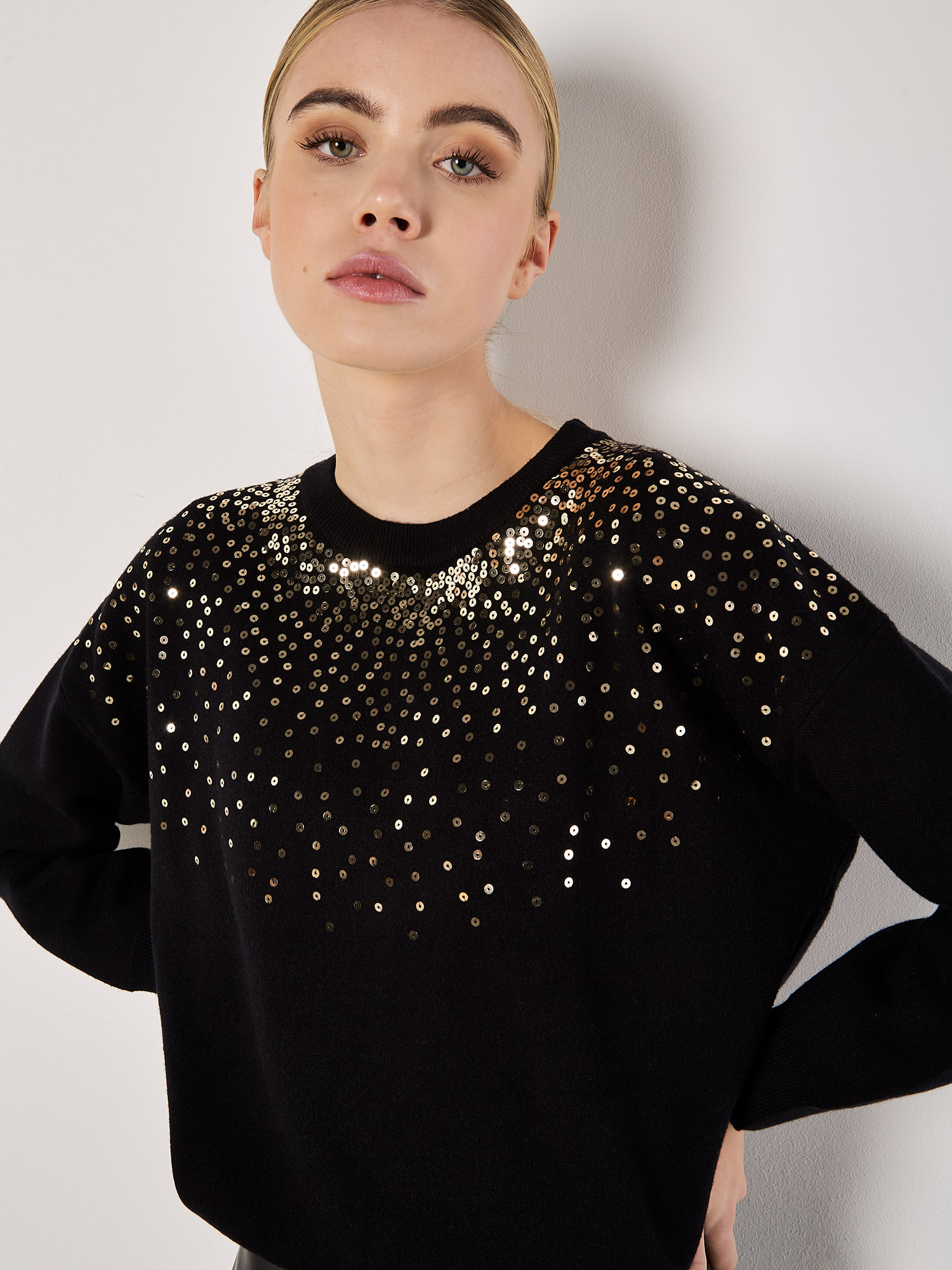 Plus size black sequin jumper hotsell