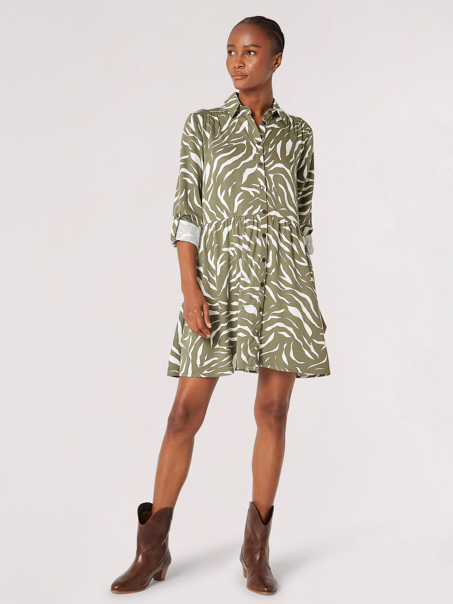 Animal print clearance shirt dress zara