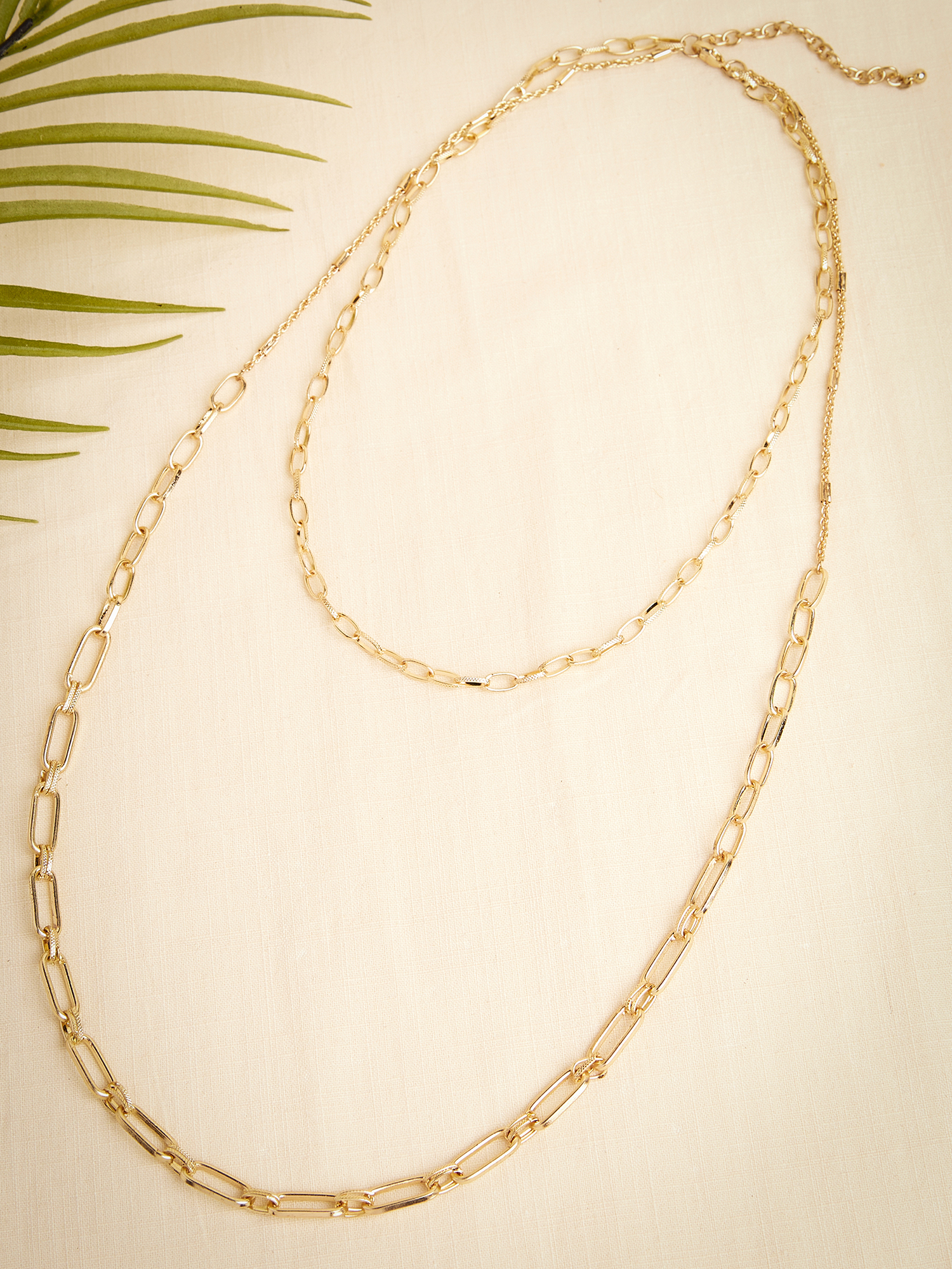 Gold Double Layered Chain Necklace | Apricot Clothing