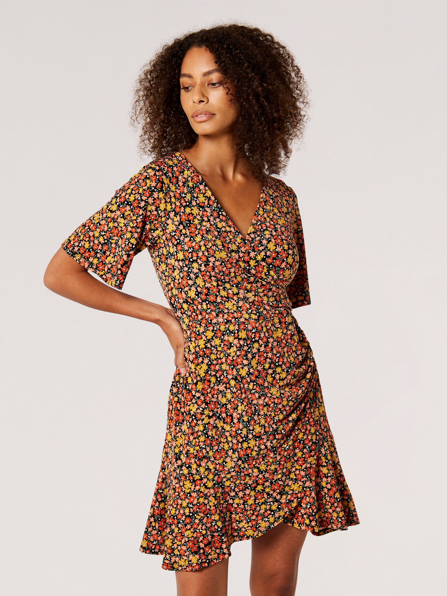 Ditsy Floral Wrap Mini Dress | Apricot Clothing