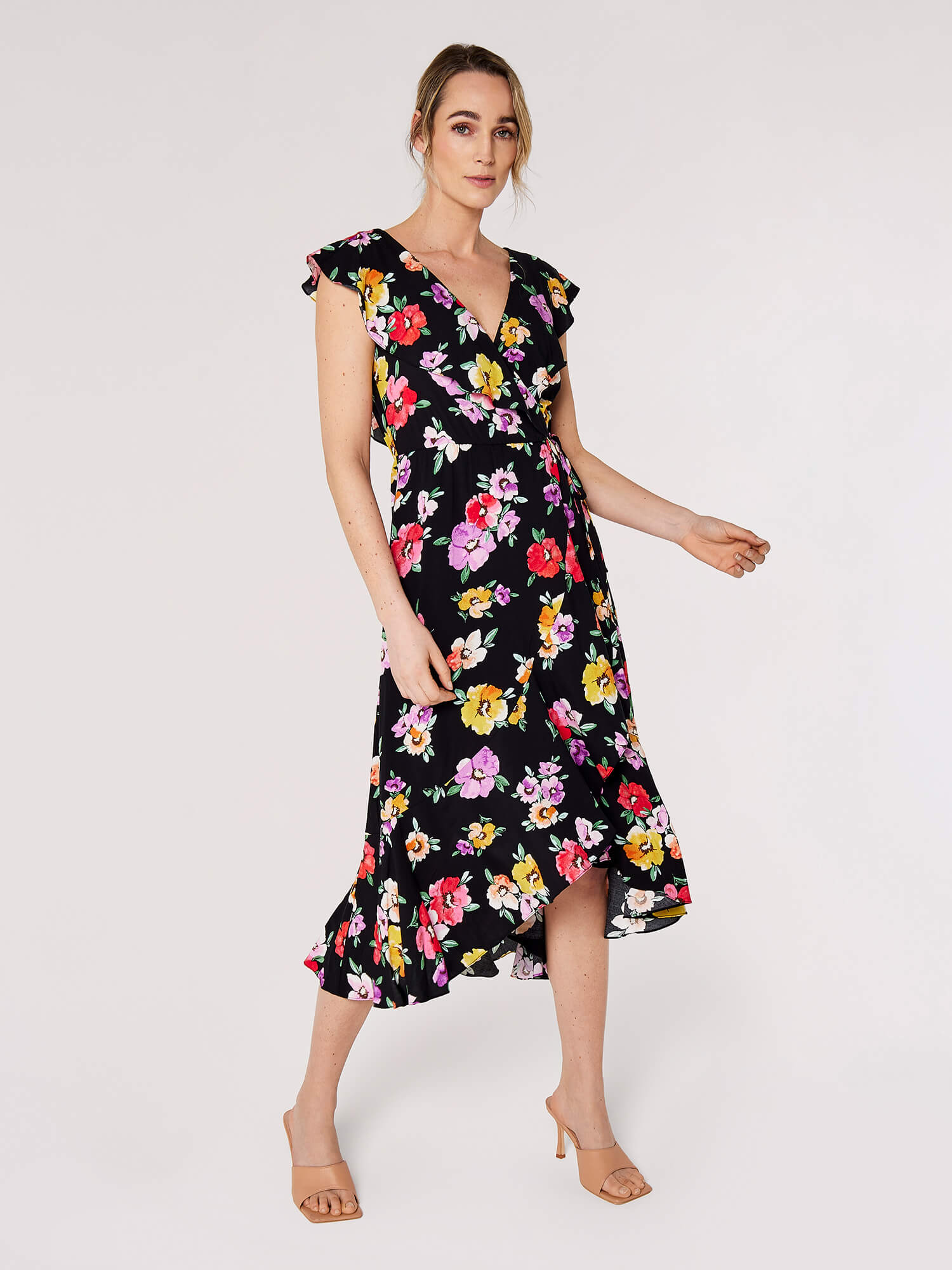 Floral Wrap Midi Dress | Apricot Clothing