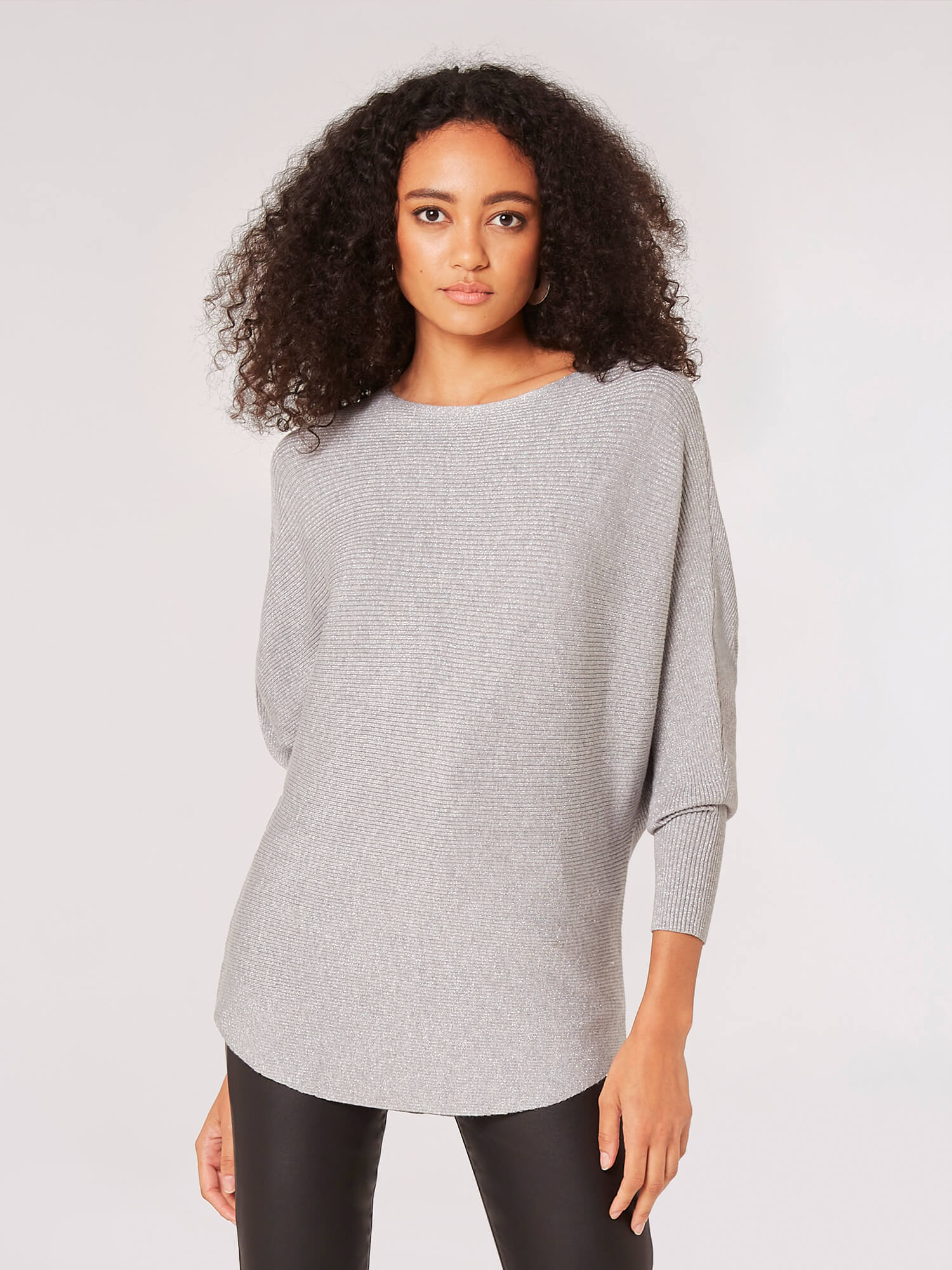 Batwing Ribbed Sparkle Top | Apricot Clothing